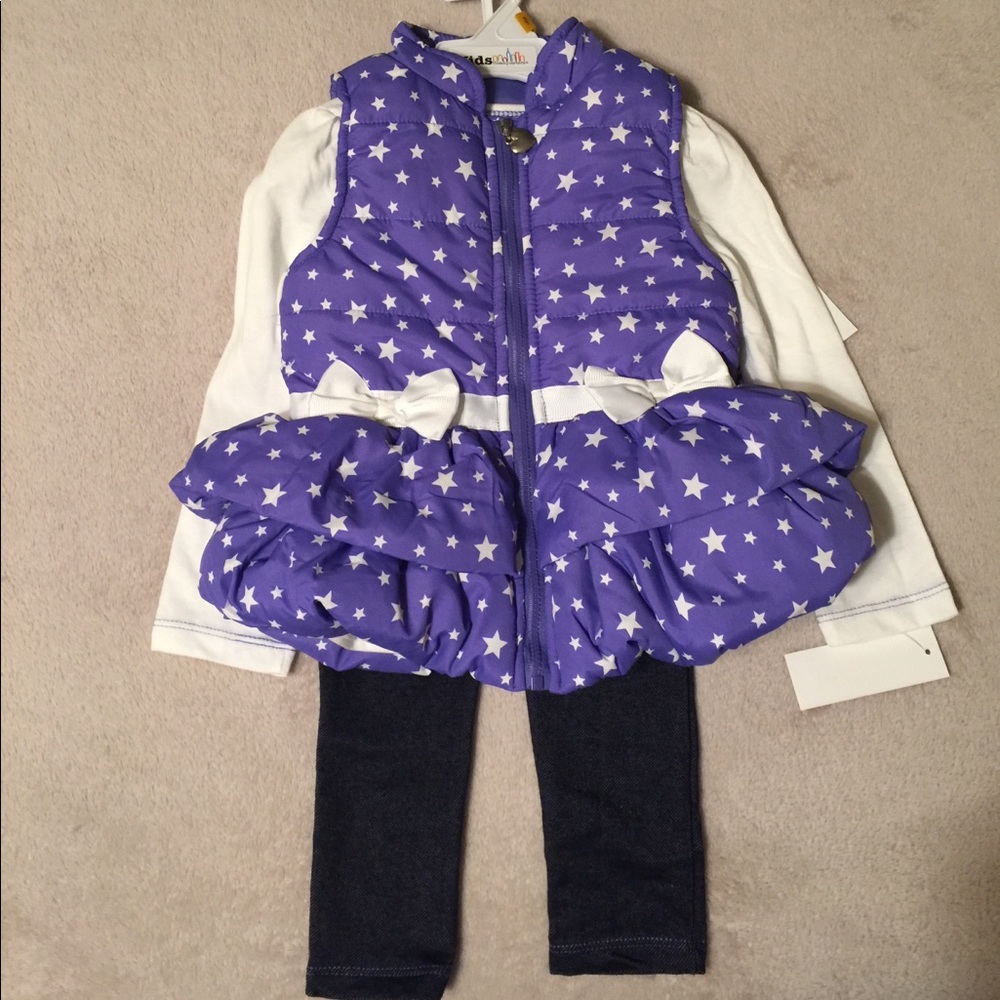 Puffer vest w/long sleeve T-shirt & matching pants